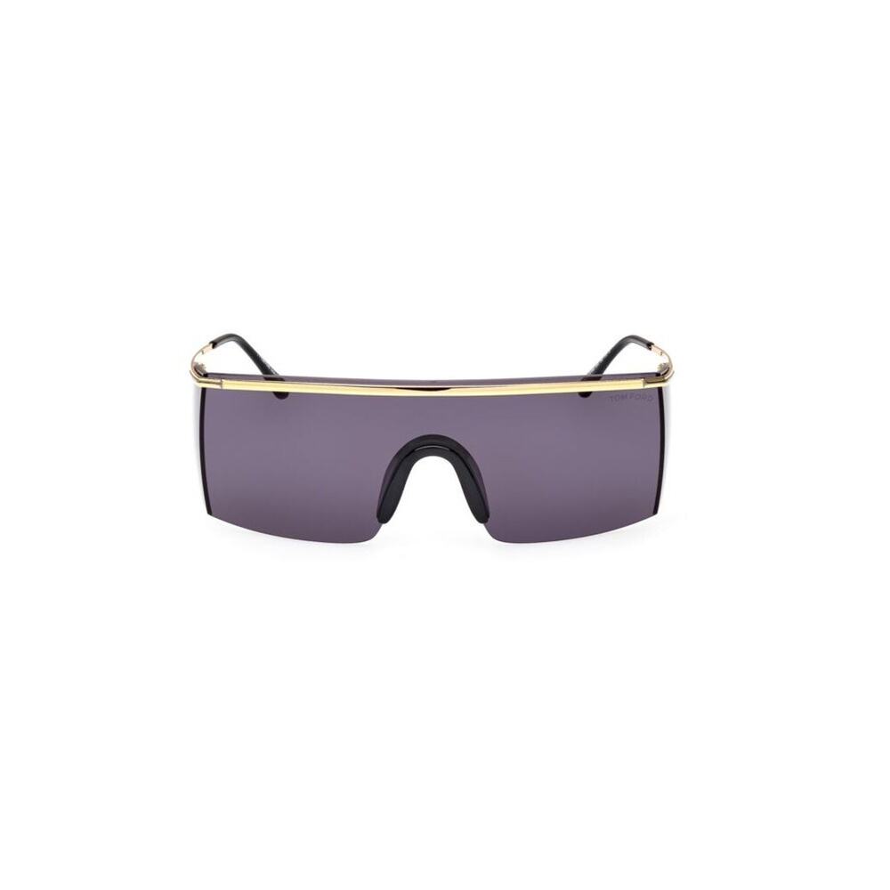 $695 NIB TOM FORD Gold Rim Shield Gray Lenses With Side Blockers Sunglasses